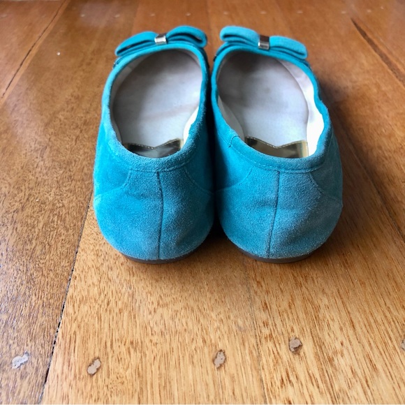 Michael Kors teal suede ballet flats with bow - Picture 5 of 9